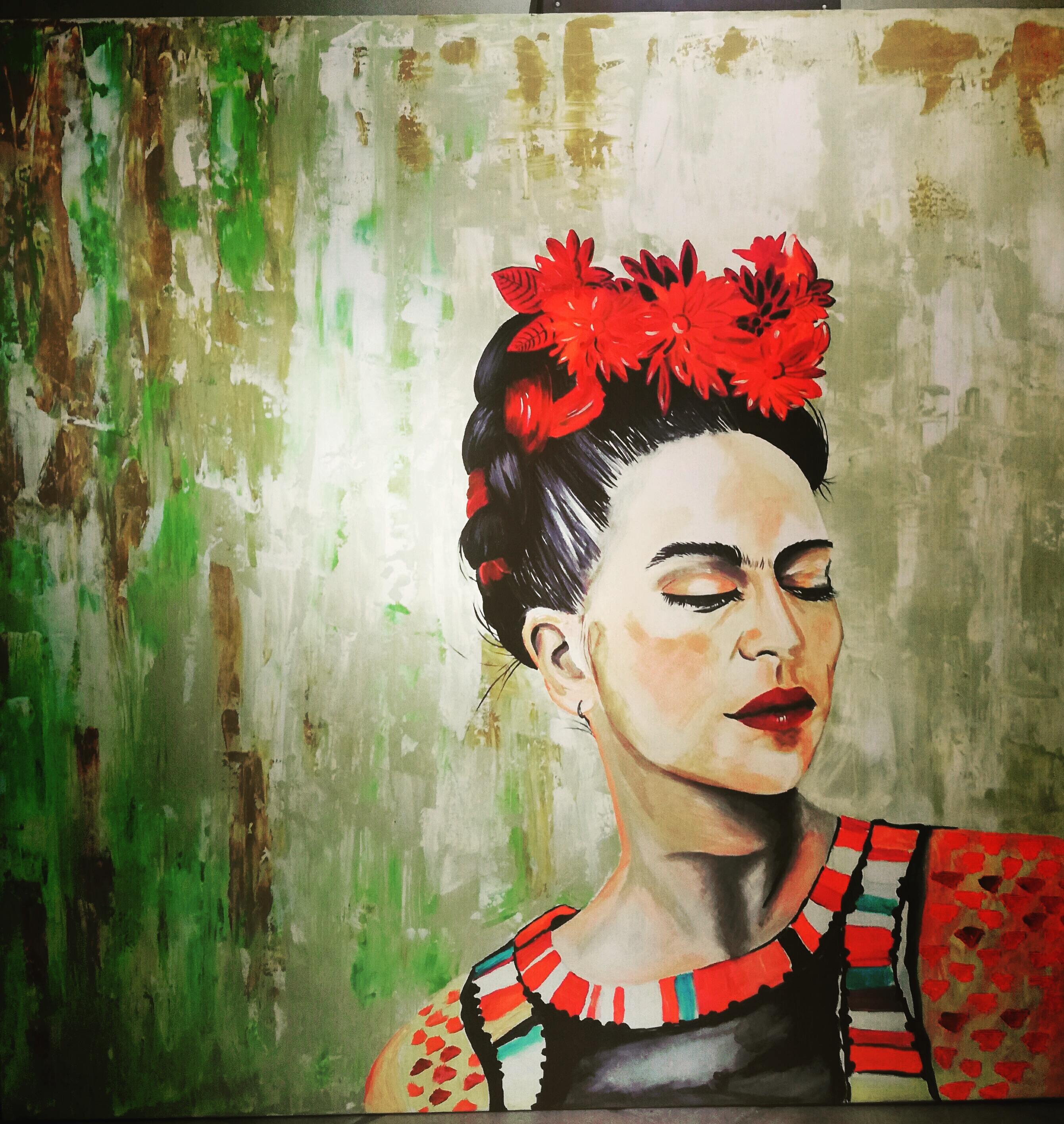 Tela Frida, tecnica mista 100x100 cm.